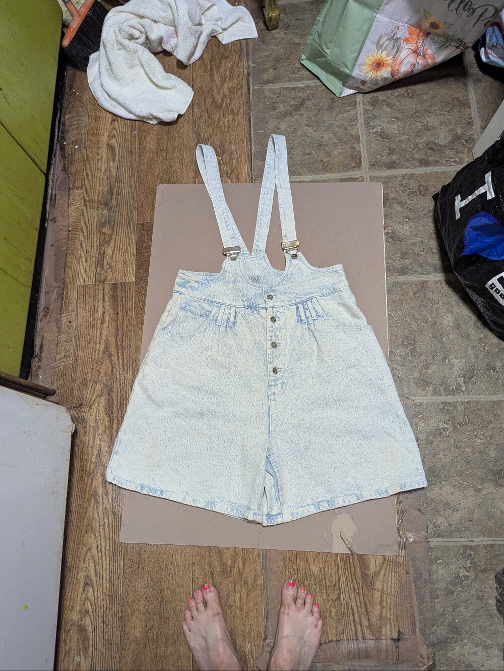 Light Wash Denim Short Overalls - Women's Size 20 Stefanno
